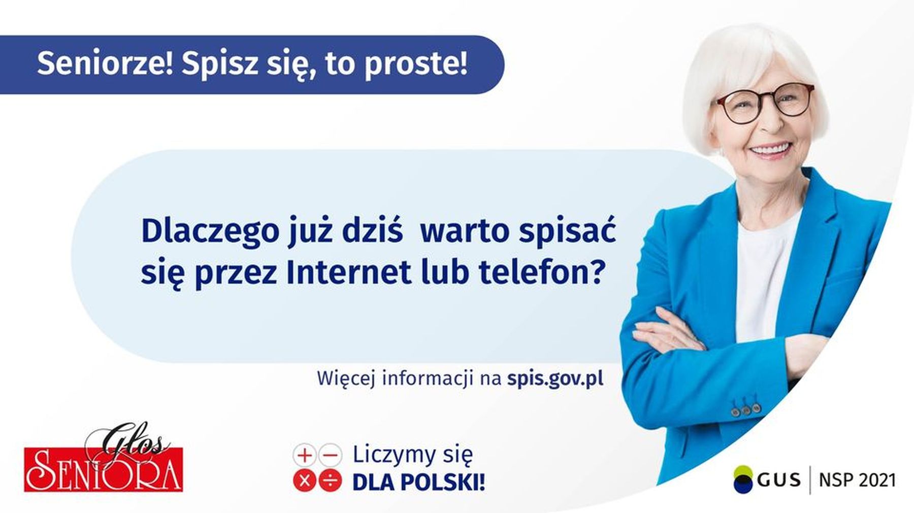 Plakat dotyczący spisu przez internet i telefon.