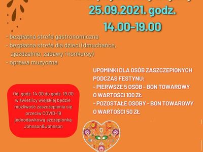 Plakat informujący o festynie rodzinnym w Przystawach.