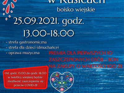 Plakat informujący o festynie w Kusicach.