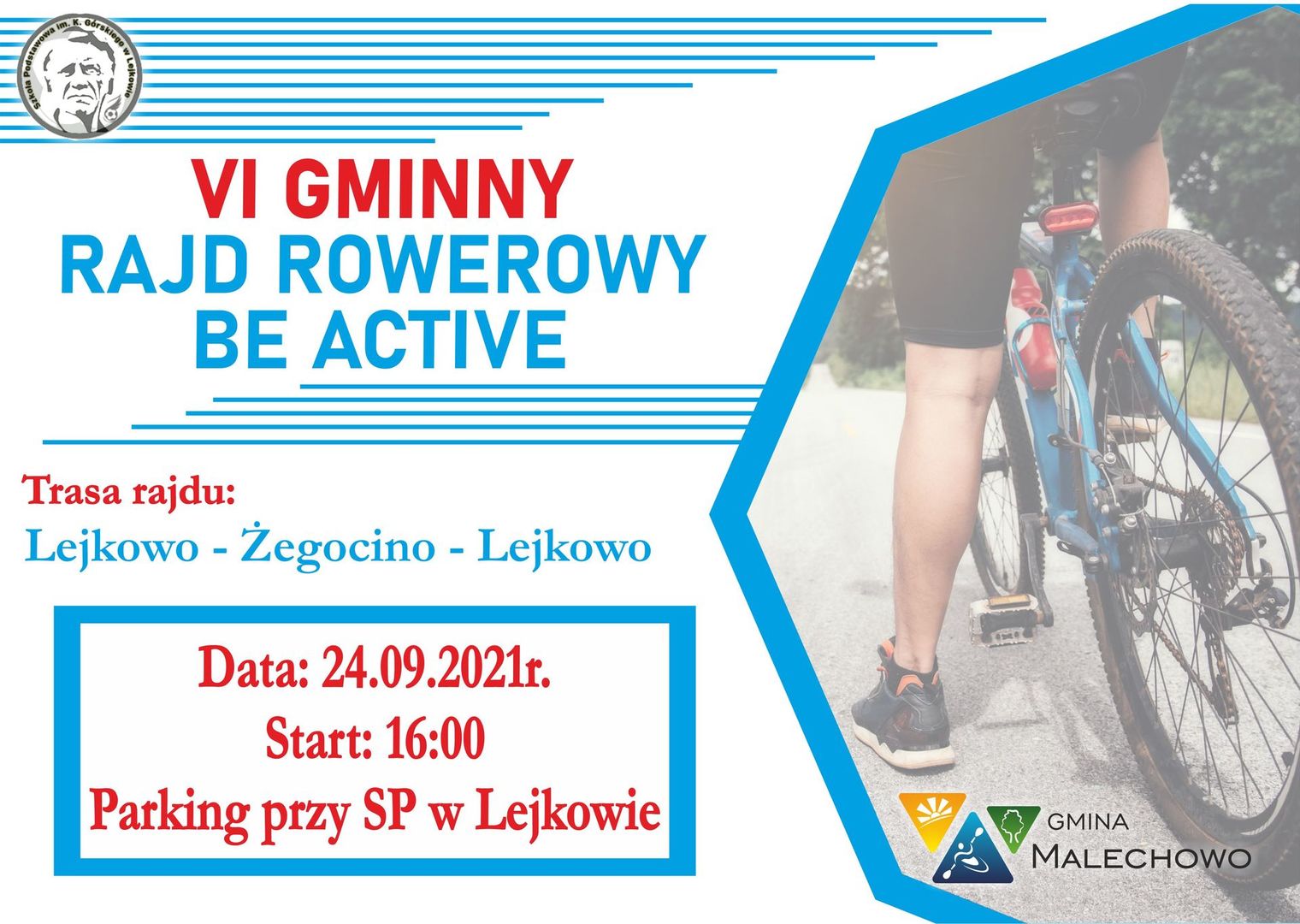 Plakat informujący o VI Rajdzie Rowerowym Be Active.