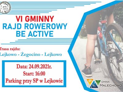 Plakat informujący o VI Rajdzie Rowerowym Be Active.
