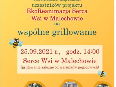Plakat informujący o wspólnym grillowaniu.
