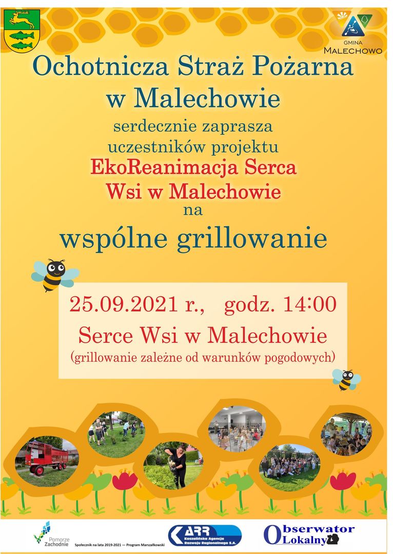 Plakat informujący o wspólnym grillowaniu.