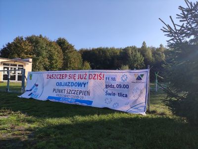 Baner dotyczący Objazdowego Punktu Szczepień w Sulechowie dnia 11.10.2021 r. o godzinie 09:00.