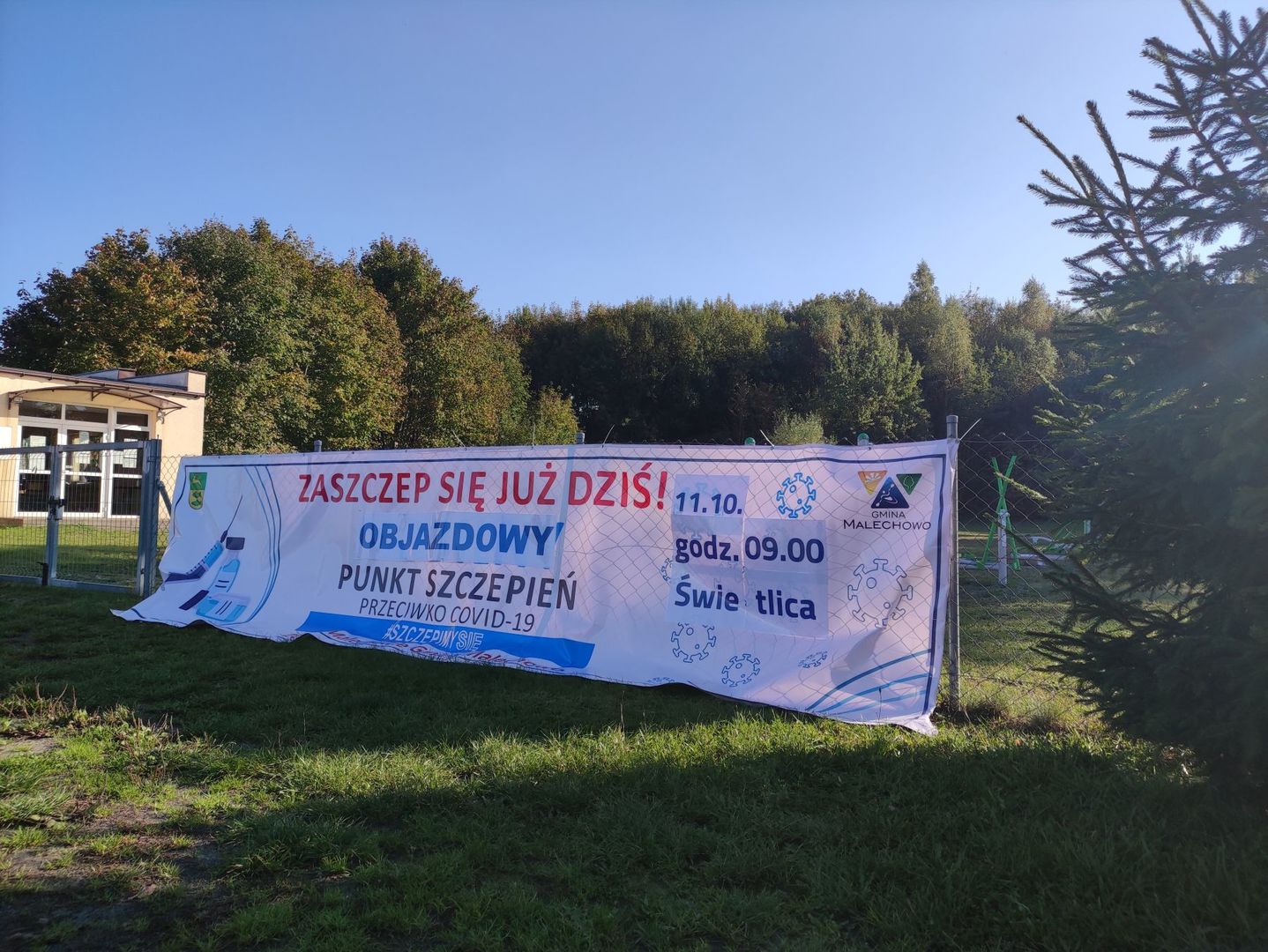 Baner dotyczący Objazdowego Punktu Szczepień w Sulechowie dnia 11.10.2021 r. o godzinie 09:00.