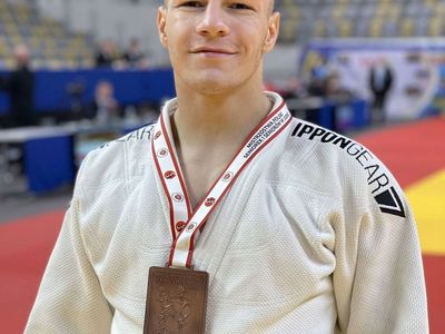 Grzegorz Babirecki z Pękanina z brązowym medalem Mistrzostw Polski w judo. 