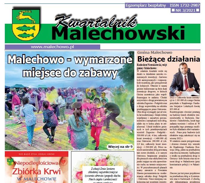 Pierwsza strona Kwartalnika Malechowskiego, nr 3/2021. 