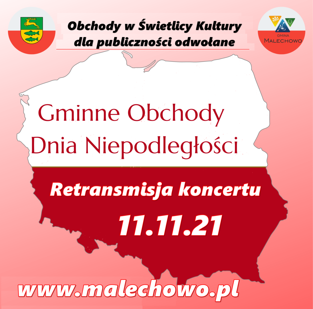 Plakat informujący o retransmisji koncertu z okazji Dnia Niepodległości.