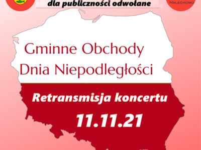 Plakat informujący o retransmisji koncertu z okazji Dnia Niepodległości.