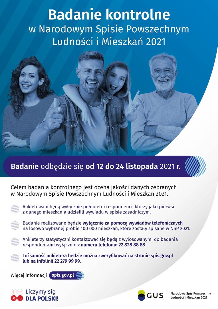 Plakat dotyczący badania kontrolnego NSP 2021.