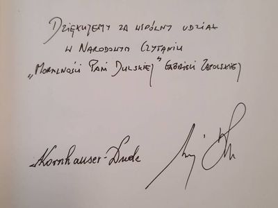  Dedykacja dla GBP w Malechowie od Agaty Kornhauser-Dudy. 