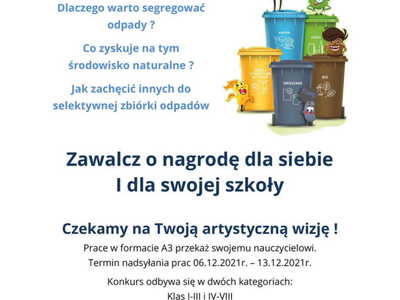 Plakat dotyczący konkursu plastycznego Segreguj odpady.