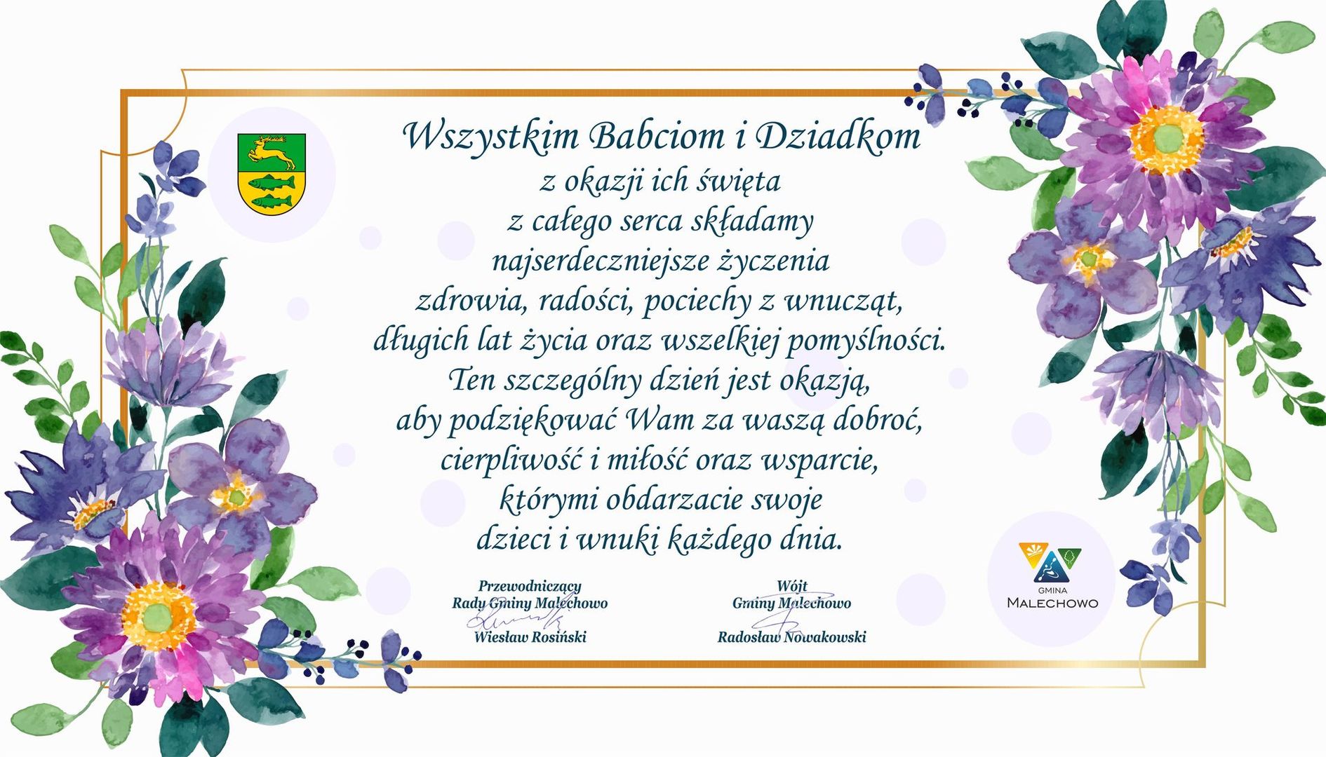 Życzenia z okazji Dnia Babci i Dziadka.