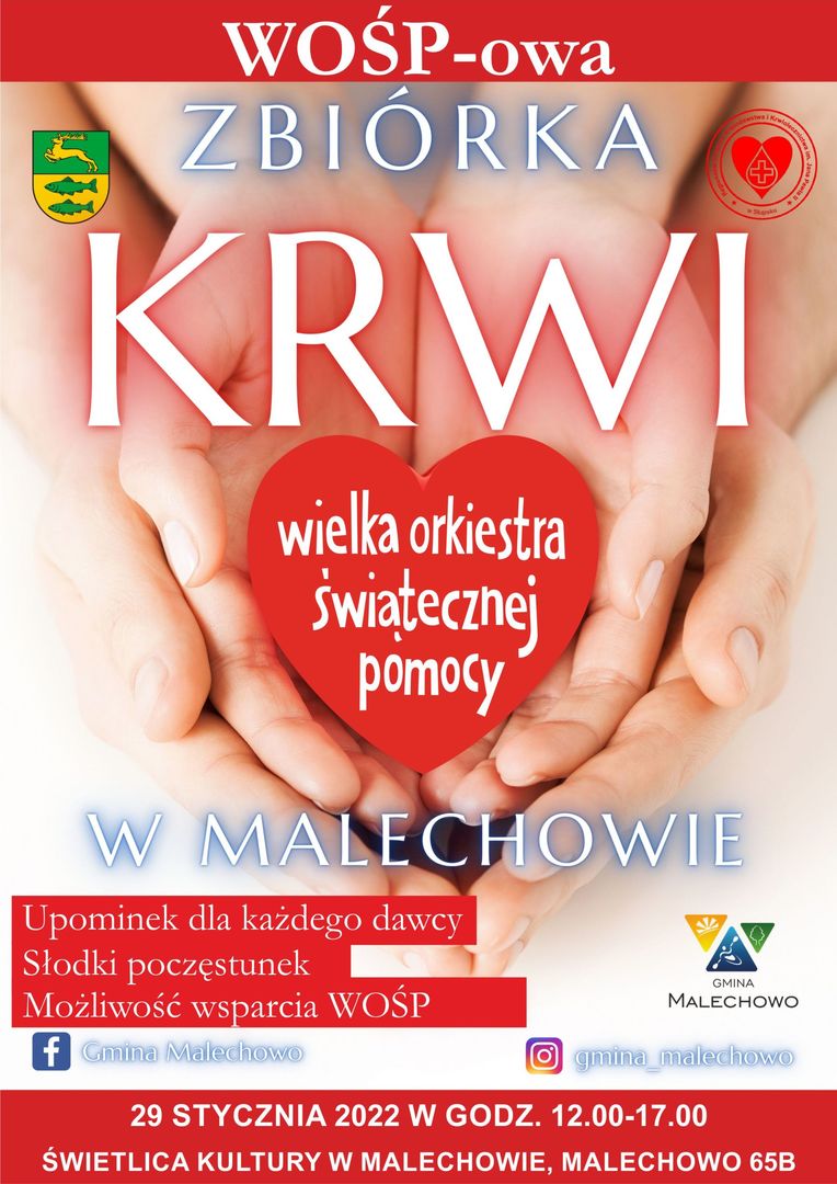 Plakat - Zbiórka krwi. 