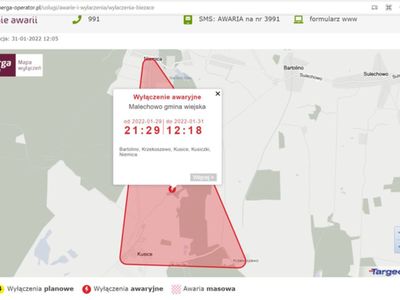 Mapa wyłączeń prądu w gminie Malechowo - Bartolino, Kusice, Krzekoszewo. 