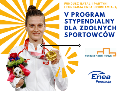 Plakat promujący V Program Stypendialny dla zdolnych sportowców.
