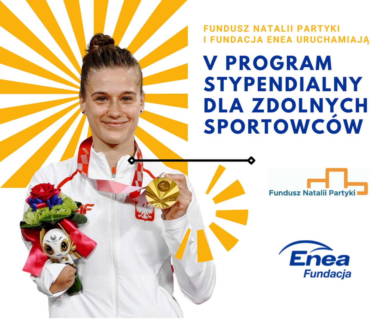 Plakat promujący V Program Stypendialny dla zdolnych sportowców. 
