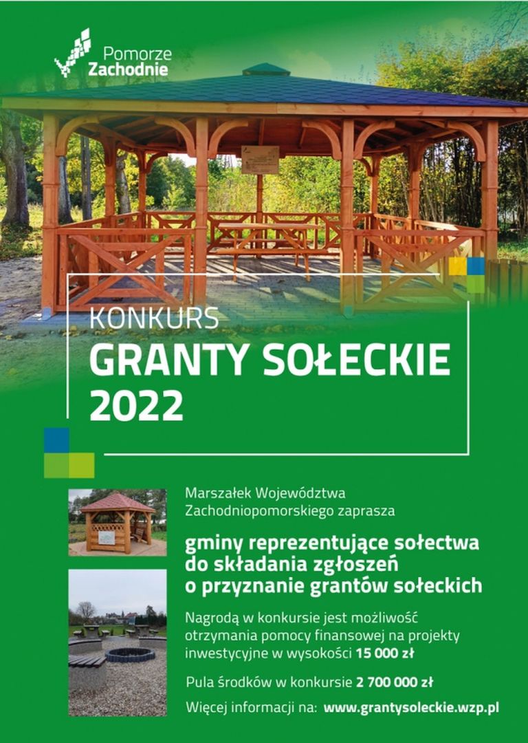Plakat dotyczący Grantów Sołeckich 2022.