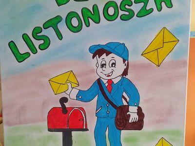 Obraz dla listonosza od dzieci z Placówki Wsparcia Dziennego z Lasek.