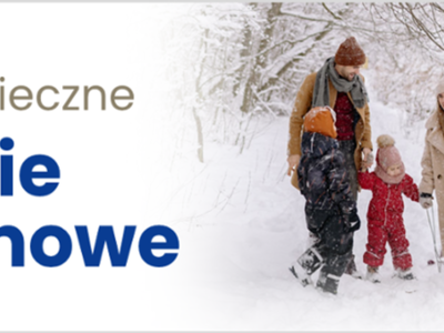 Plakat bezpieczne ferie zimowe.