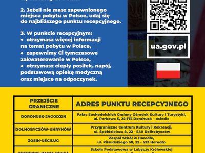 Ulotka informacyjna dla uchodźców w języku polskim. 