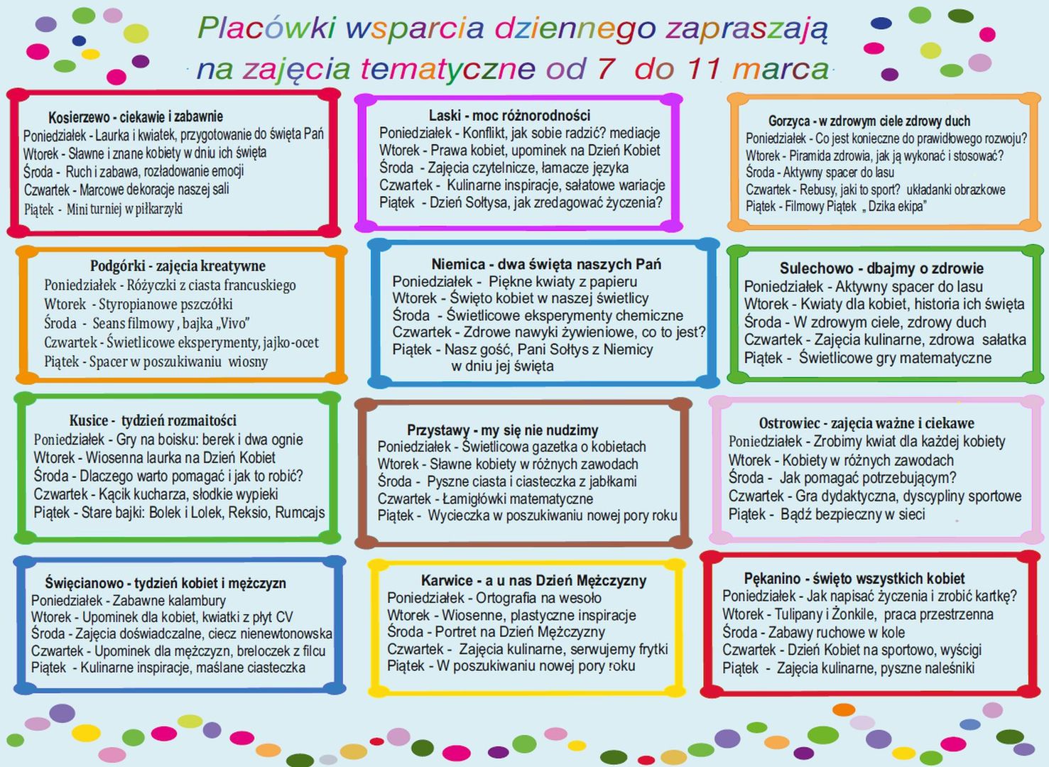 Harmonogram zajęć PWD.
