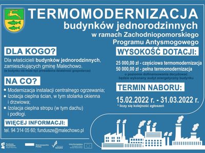 Plakat informacyjny dot. działania 2.15 Termomodernizacja budynków jednorodzinnych.