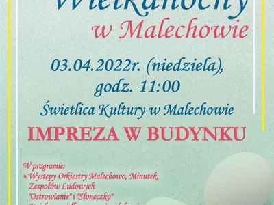 Plakat informujący o zmianie - jarmark w budynku Świetlicy Kultury w Malechowie.