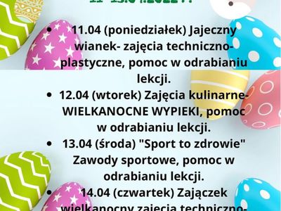 Harmonogram zajęć w Świetlicy Kultury w Malechowie.