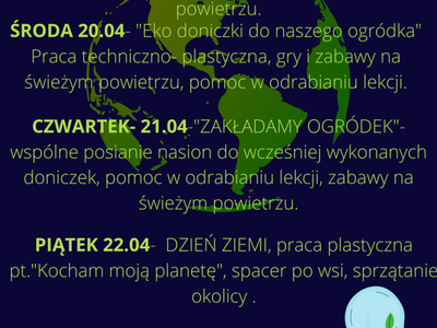 Harmonogram zajęć w Świetlicy Kultury w Malechowie w dniach 19-22 kwietnia br.