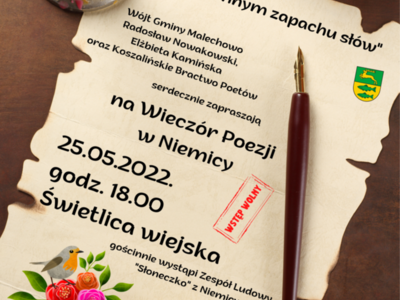 Zaproszenie na Wieczór Poezji "W wiosennym zapachu słów".