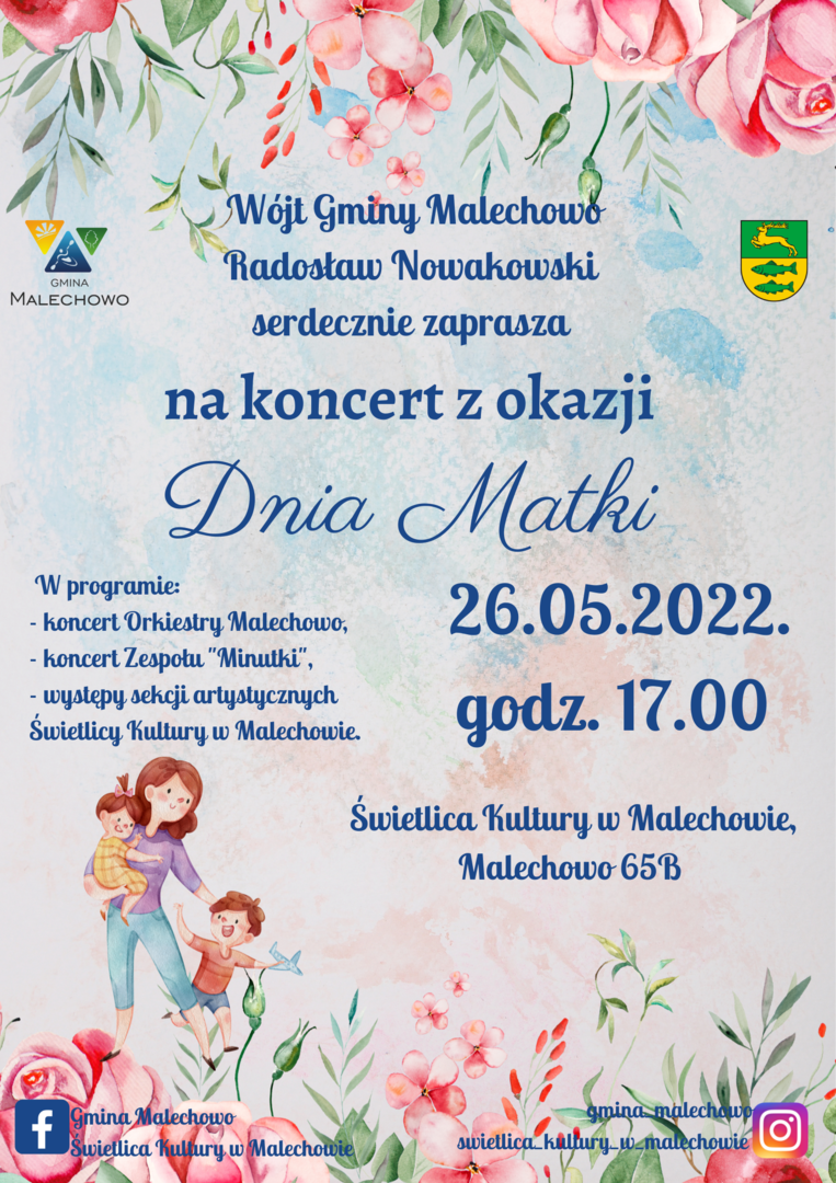 Zaproszenie na koncert z okazji Dnia Matki.