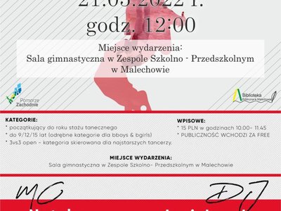 Plakat informujący o Turnieju Break'a w Malechowie.