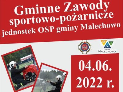 Gminne Zawody sportowo - pożarnicze - plakat zapraszający.