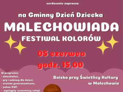 Zaproszenie na Gminy Dzień Dziecka w Malechowie.