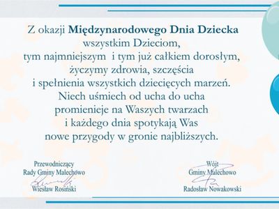 Życzenia z okazji Dnia Dziecka.
