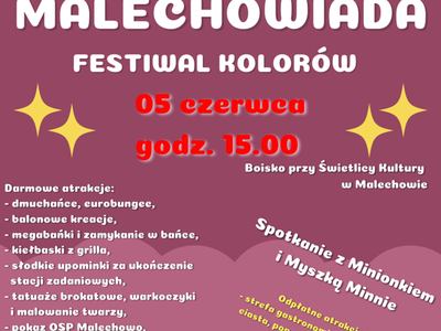 Plakat dotyczący Gminnego Dnia Dziecka - Malechowiady. 