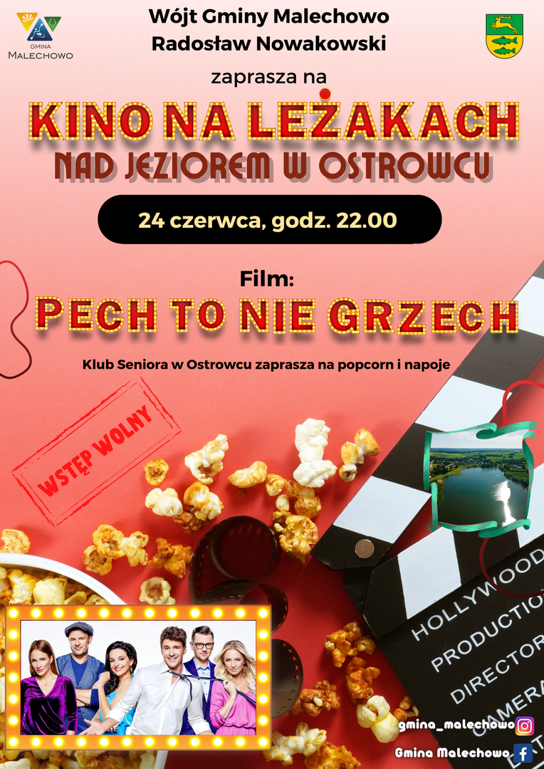 Plakat kino na leżakach.