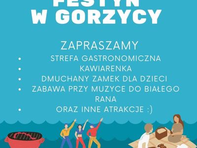 Plakat dotyczący festynu w Gorzycy, 9 lipca br.