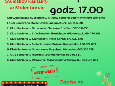 Plakat z zapisami na Piknik Seniorów.