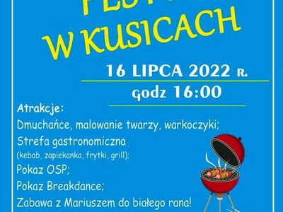 Plakat dotyczący festynu w Kusicach. 