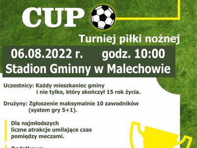 Plakat informujący o turnieju piłki nożnej Arkadia Cup.