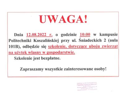 Informacja o szkoleniu.