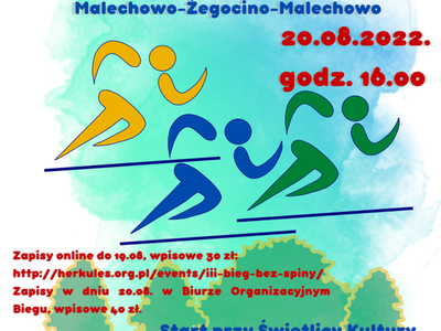 Plakat III Biegu bez Spiny w Malechowie.