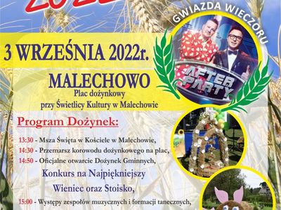 Plakat dotyczący Dożynek Gminnych w Malechowie.