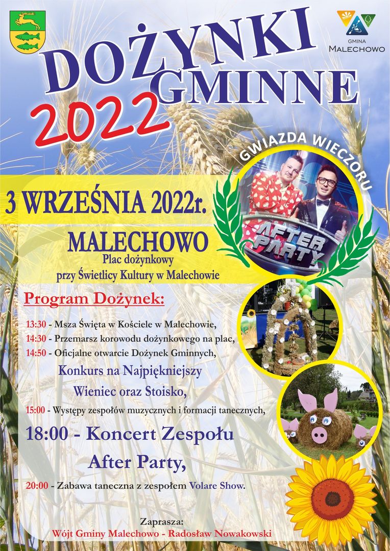 Plakat dotyczący Dożynek Gminnych w Malechowie.