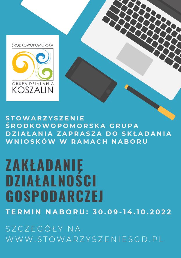 Plakat dotyczący naboru na zakładanie działalności gospodarczej.