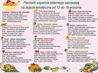 Plan zajęć w dniach 12-16 września.