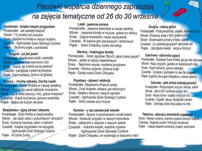 Harmonogram zajęć w dniach 26-30 września br.