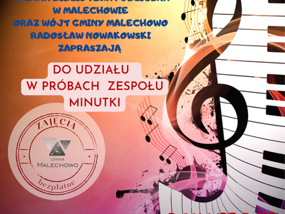 Plakat z informacją do zespołu Minutki z Ostrowca.
